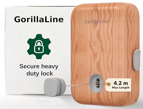 GorillaLine - Retractable Washing Line, Clothes Lines for Outside, Extendable Washing Line Rope 4.2m, Indoor and Outdoor Clothes Line