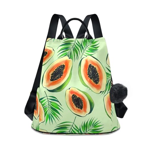 Sac à dos vert aquarelle pour femme avec motif papaye élégant de 17 L