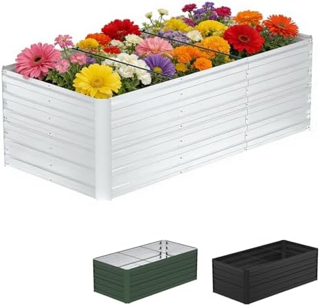Metall Hochbeet Pflanzenbeet 180x90x58cm, Gartenbeet Verzinkter S...