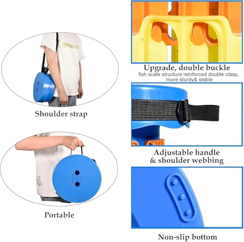 Image of Folding Stool, Camping, Hiking, Fishing, Picnic Chair Seat Table, Round Foldable Stool for Home, Office, Garden, Traveling (Rainbow Stool)