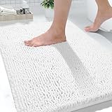 Yimobra Washable Bathroom Rugs, Super Soft & Absorbent Chenille Bath Mat for Floor & Carpet, Quick Dry Non Slip Bath Mat for Tub Shower, 24