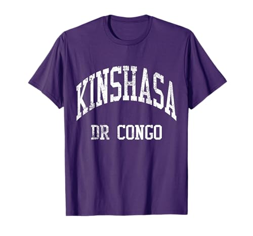 Kinshasa DR Congo Retro 70s College Sports Style T-Shirt