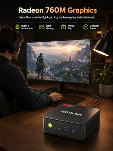 Image of GMKtec M6 Ultra Gaming Mini PC, AMD Ryzen 5 7640HS, 16GB DDR5, 1TB PCIe SSD | Radeon 760M, USB4, WiFi 6E, BT 5.2, DP And HDMI 2.0 Support Triple 4K Displays For PC Gaming, Office, Home And Creative Work
