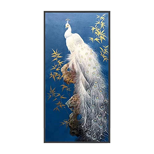 Peinture Diamant 5D Paon Blanc grand format pour sublimer la décoration murale de votre salon