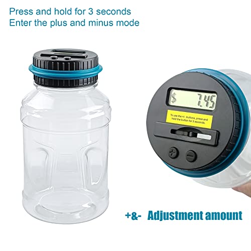 QPEY Large Piggy Banks for Adults, Digital Counting Money Jar, 1.8L Capacity Coin Counter Machine with LCD Counter, Change Jars for Saving for Boys, Designed for All US Coins