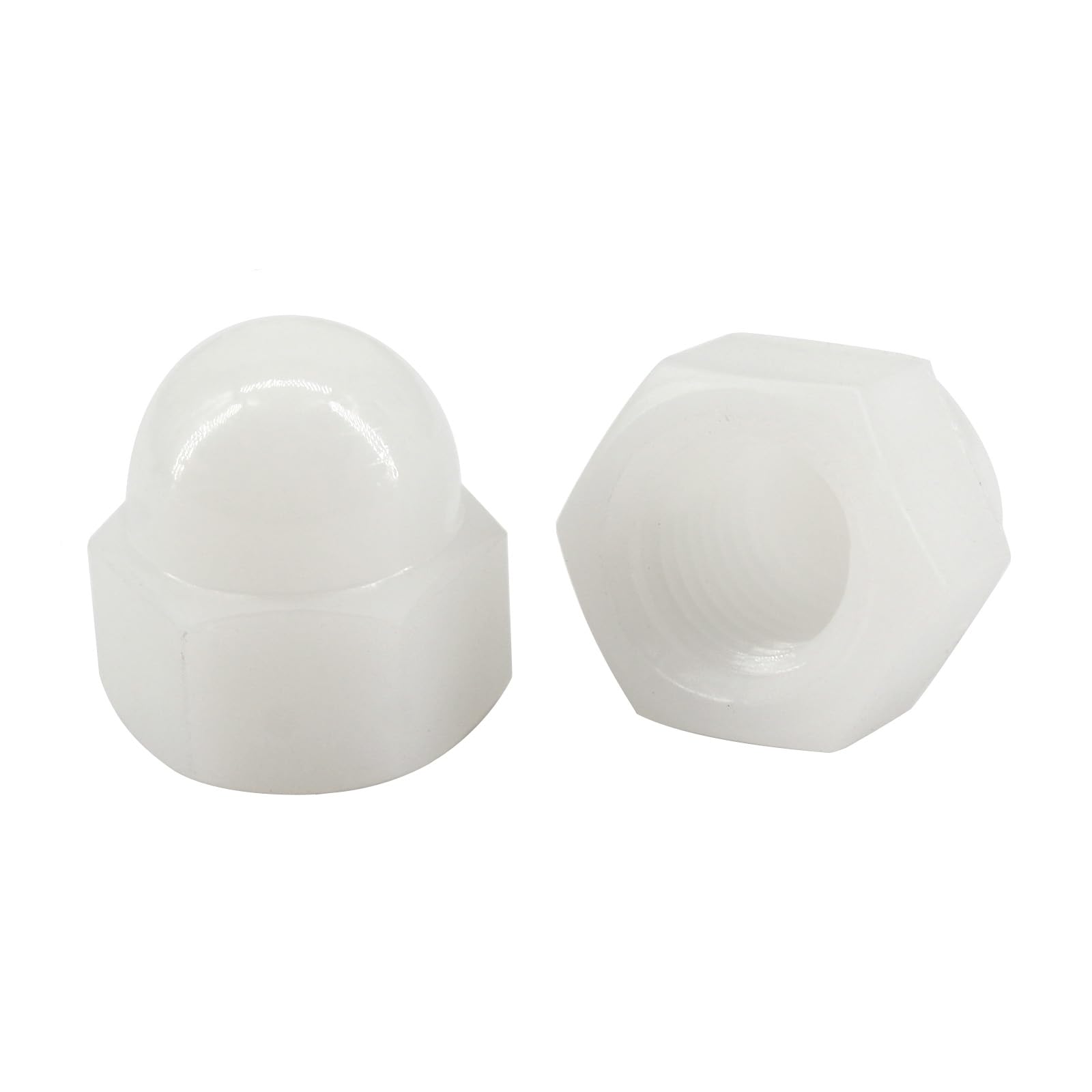 (20 Pieces) M16 White Nylon Acorn Cap Nuts Plastic Hex Nut Threaded Dome Nuts