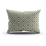 Suike Ikat Diamond in Olive Green and Cream Pretty Hidden Zipper Home Decorative Rectangle Throw Pil