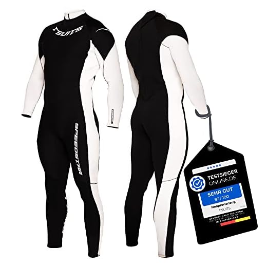 T´SUITS Neoprenanzug Herren [4/3mm, Lang, Speedstar] Tauchanzug, Schwimmen, Surfen, Tauchen, Wasserski | Jetzt Größe Wählen (M, Schwarz/Weiß)