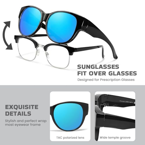 Image of Xfeel Polarized Over Glasses Sunglasses for Women Fitover Sun Glasses | Sunglasses that Fit Over Glasses, UV400 Protection, Outdoor Driving Shades, Over Reading /Prescription Glasses Sunglasses