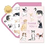 FYSUIMU 24 Pack Dog Thank You Cards Pink Puppy Blank Note Cards with Envelopes Stickers Pet Theme Greeting Card for Dog Birthday