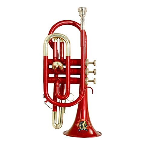 SOUND SAGA Cornet 3 Valve BB Pitch, Premium Quality Including Mouthpiece & Carry Case (RED) Cover
