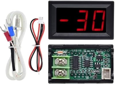 12V Red Fahrenheit Digital Temperature Gauge -58F~239F LED Display Screen with Terminal Wire and 0.5 Meter K-Type Thermocouple