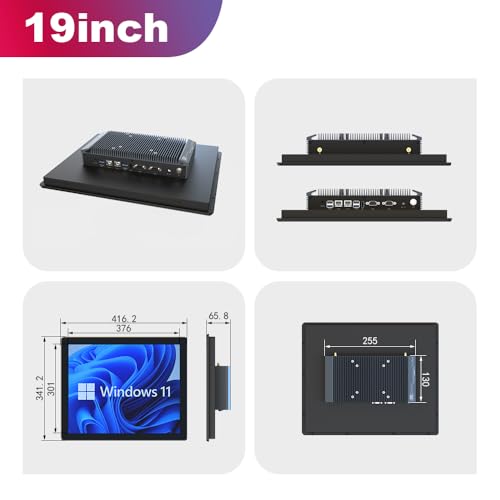 Image of YEYO 19.0 inch Industrial Computer Touch Screen 10 Point Touch Industrial Computer, Resolution 1024 * 768 450nit, RJ45*2 USB*4 com*2 HD*1 WiFi+BT (N5095 /8+128)