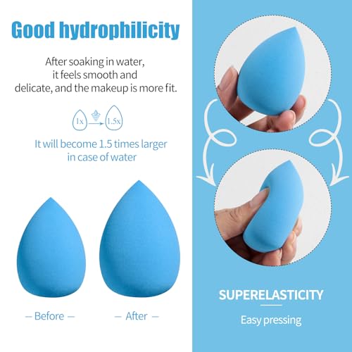 Makeup Sponge Set Kabuki Brush BS-MALL 5 Pcs for Liquid, Cream, and Powder, Multi-colored Makeup Sponges and Travel Powder Diamond Brush with Case - Image 4