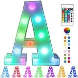 Pooqla Colorful LED Marquee Letter Lights with Remote – Light Up Marquee Signs – Party Bar Letters with Lights Decorations for the Home - Multicolor A