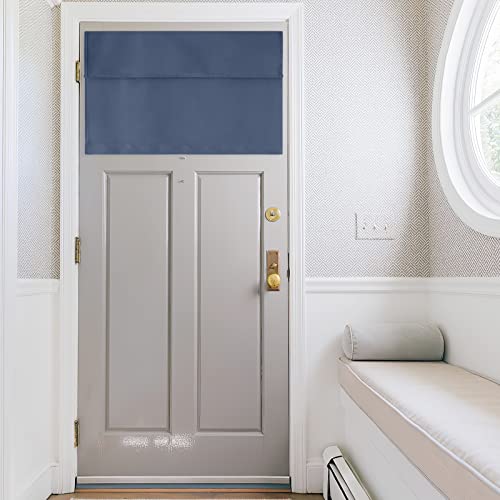 RYB HOME French Door Blinds 20 inch Length, Room Darkening Energy Smart Window Curtains for Patio French Door Window, W26 x L20 inch, Stone Blue, 1 Panel