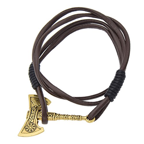 Qlychee Norse Viking Amulet Bracelet Vintage Ax Pendant Dragon Head Carved Bangle 1Pc