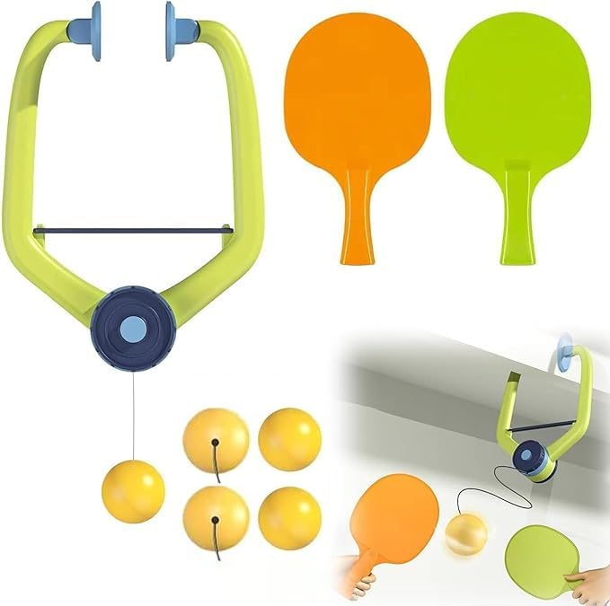 ADson™ Self-Practice Table Tennis Trainer Set with 2 Paddles, 4 Balls, Adjustable Height, for Kids and Adults-picture-32