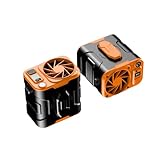 [Rjktmox]【USB扇風機】腰掛け冷却 軽量ポータブル 大容量バッテリー 3段階風量 長時間使用 アウトドア 運動シーン向け オレンジ色 5000mAh