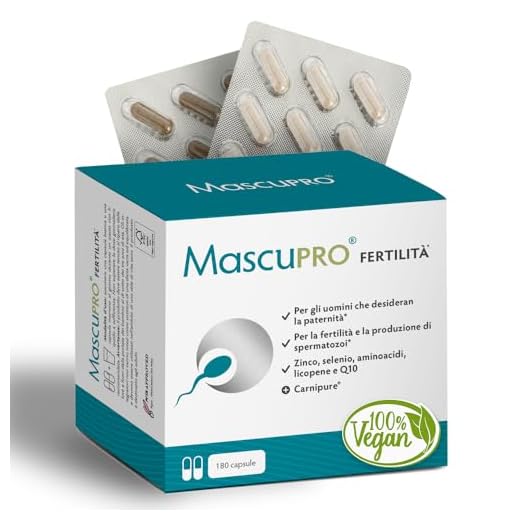 MascuPRO® Fertilitá - Produzione di spermatozoi - 180 Capsule per la fertilità maschile - L-carnitina, Zinco - Prodotto in Germania