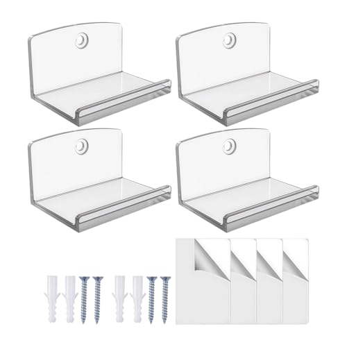Portadischi in vinile acrilico | Montaggio a parete in 4 pezzi, mensola galleggiante invisibile con tubi di espansione e nastro adesivo 6,35x4,3x3,5 cm | Contiene album 1LP-2LP, fumetti illustrati, og