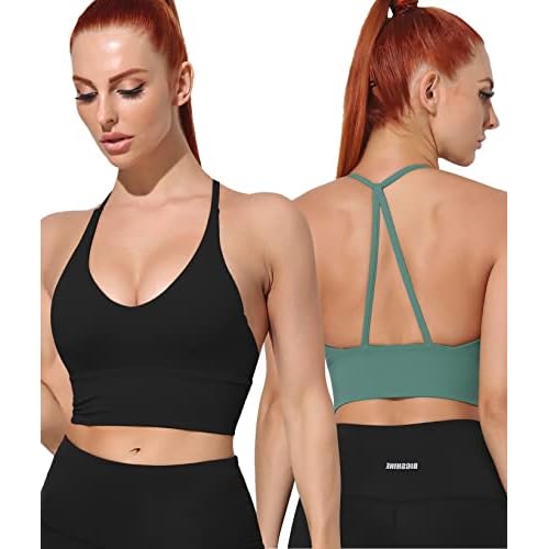 PINKCOSER Women's Sports Bras Large 03l-black-cyan-2pcs