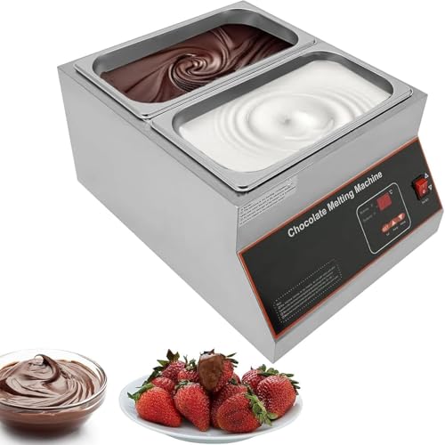 Olla para Derretir Chocolate,Temperadora de Chocolate,Chocolatera Electrica,Control de Temperatura de 0 ℃ ~ 85 ℃ con Control Digital Temperatura para Catering,Restaurante,Cantina,110V-2tank