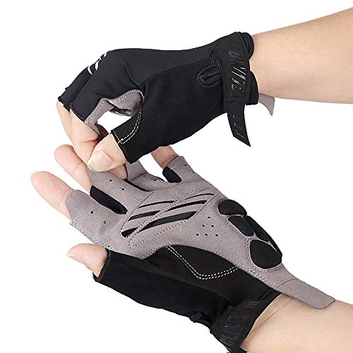 Andoer Luvas de ciclismo de meio dedo antichoque respirável de verão Luvas de bicicleta para BTT Luv