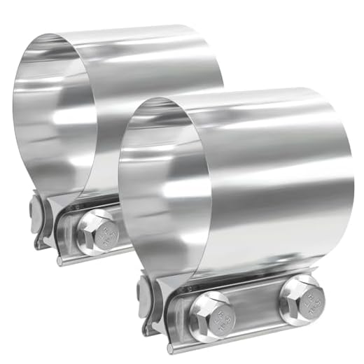 LWNWPPER Exhaust Clamp, 2.5 inch exhaust clamps, Muffler Clamp 304 Stainless Steel, Exhaust Band Clamps for Pipes(2pcs).