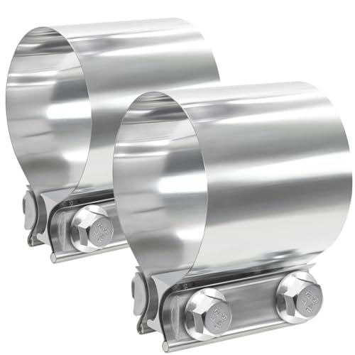 LWNWPPER Exhaust Clamp 2.25 inch exhaust clamps Muffler Clamp 304 Stainless Steel Exhaust Band Clamps for Pipes(2pcs).