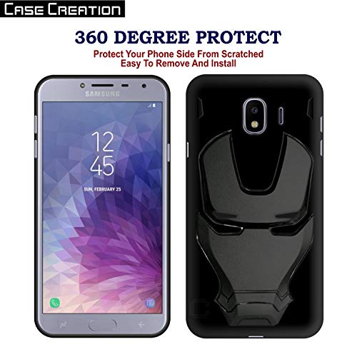 Image of COVERLY Official 3D Touch Feel Trending Marvel Avenger Logo Mask Soft Rugged Grip Iron Man Super Power Cartoon Movie Engraved Silicone Matte Back Cover for Samsung Galaxy J2 Core -Black