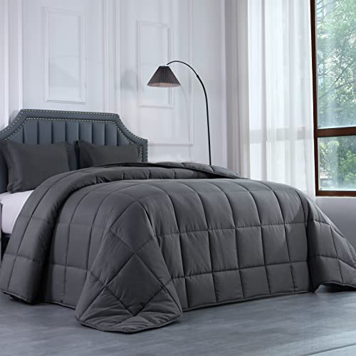 HOMBYS 136x120 Alaskan King Size Comforter for All Season, Oversized Duvet Insert, Extra Large Down Alternative Bed Comforter with Corner Tabs, Grey