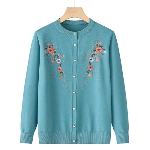 Women's Embroidered Grandma Knit Cardigan – Slim Fit Single-Breasted Sweater Coat for Spring and Fall4