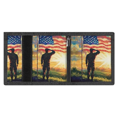 United States Flag Veterans Day Trifold Wallets for Men Women Ultra Thin Card Holder Purse with Zip Coin Pocket4