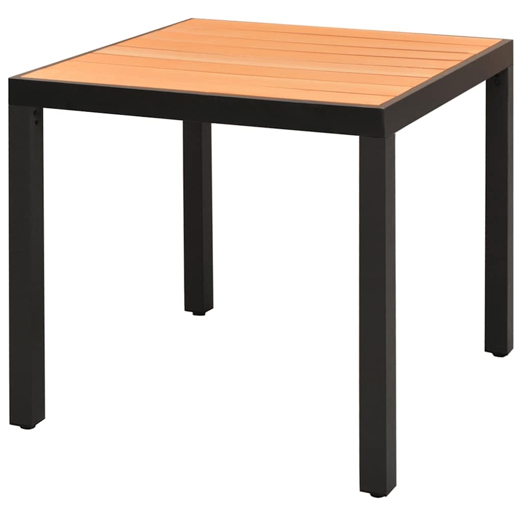Garden Dining Table Brown WPC and Aluminum Medium Durable,The Brown Top Square Aluminum Garden Table for Outdoor Dining Patio Furniture