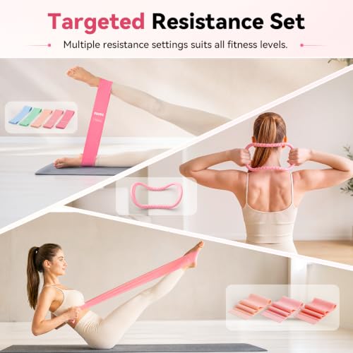 POVAVCX 24 PCS At Home Pilates Kit for Women, Pilates Equipment with 14.5" Pilates Ring and Ball, Ankle Weights, Bands, Slider, Stretch Ring, Grip Socks, Pilates Set Essentials for Starter Workouts - image 7
