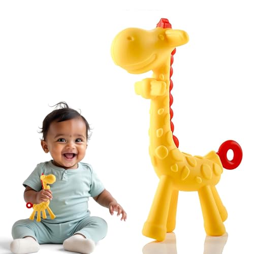 Image of Giraffe Shape Teether for Babies 6+ Months - BPA Free Silicone Teething Toys for Infants | Safe and Soft Chewable Toy | Freezer and Dishwasher Safe | Ideal Gift for Baby Girls & Boys
