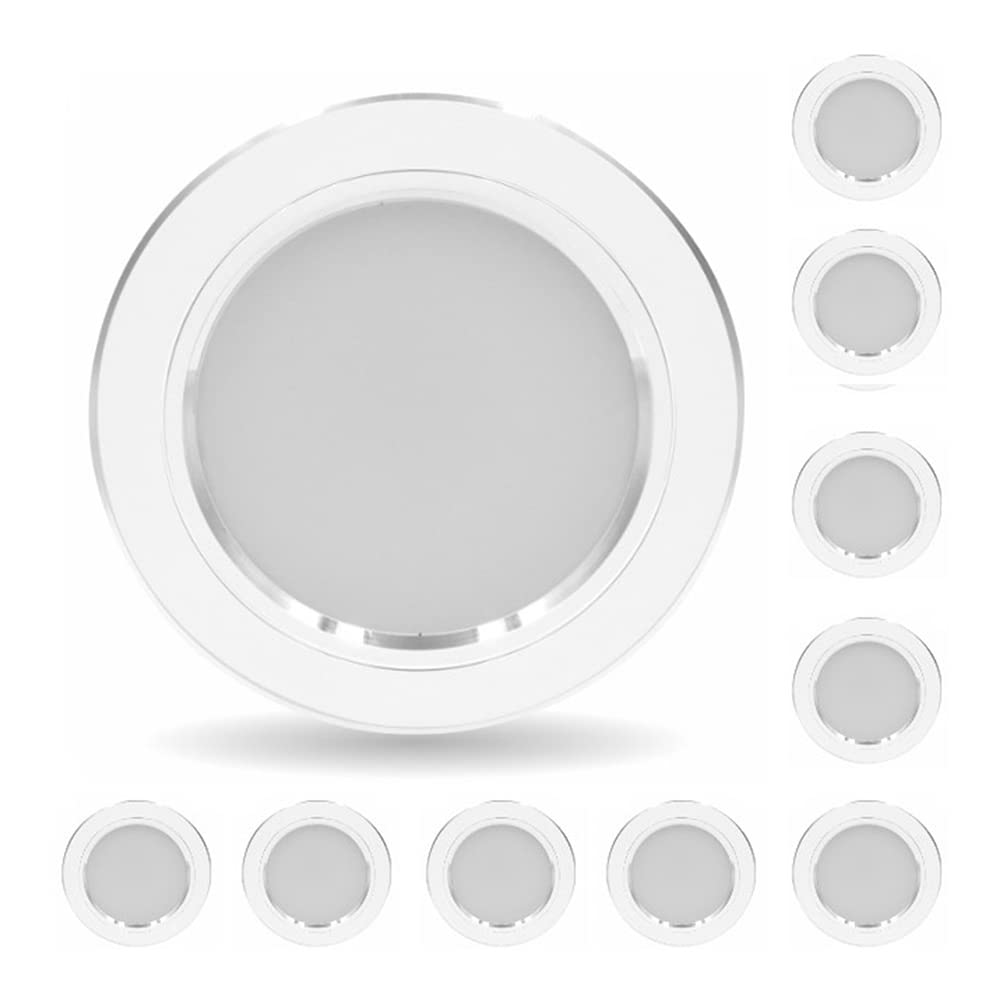 Opaeroo 10 Pcs LED Downlight 220v Ceiling Light 5W 9W 12W Recessed Down Light Round Panel Light 15W 18W Spotlight Indoor Lighting ColdWhite12W White