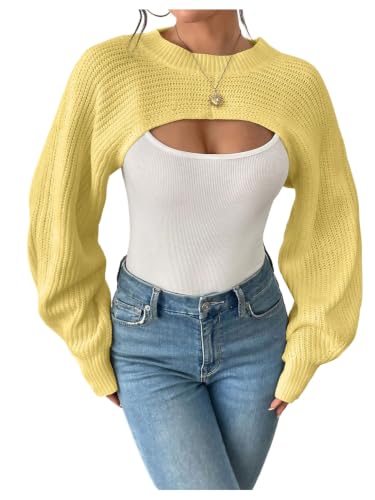 Image of GORGLITTER Women's Shrug Cropped Bolero Cardigan Long Sleeve Fall Sweaters 2026 Lightweight Dressy Knit Pullover Tops