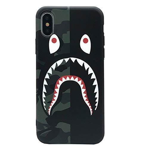 iPhone Xs Max Case Street Fashion Design, Flexible Durable Full-Protective Back Case Cover for iPhone Xs Max 6.5inch (Black/Shark)