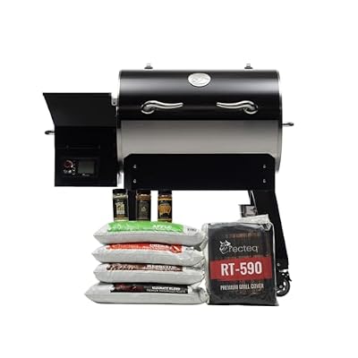 recteq Deck Boss RT-590 Wood Pellet Smoker Grill + Grilling Basics Bundle - Wifi Enabled Smart Grill - Electric Pellet Smoker Grill, BBQ Grill, Outdoor Grill - Grill, Sear, Smoke, and More!