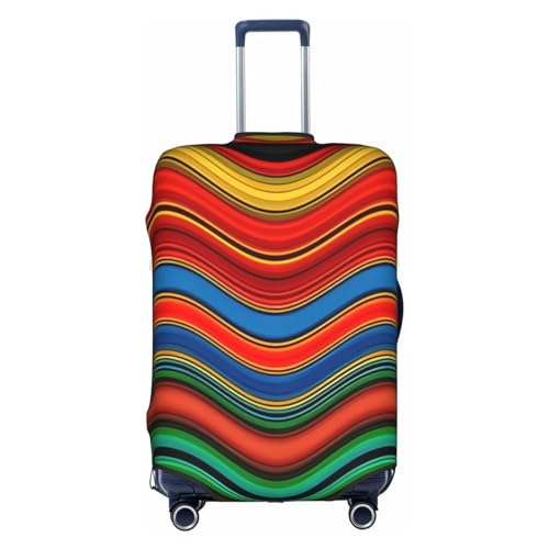 EdNeY Colorful Wavy Stripes Travel Luggage Cover Elastic Anti-scratch Suitcase Cover Protector Spandex Stretch Luggage Baggage Covers Fits 25-28 Inch Luggage,L