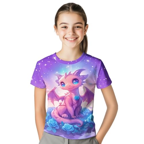 Image of WELLFLYHOM Kids Tshirts Girls Boys Short Sleeve Crewneck Tees Shirts Casual Sport Pullover Tops Size 3-16 Years