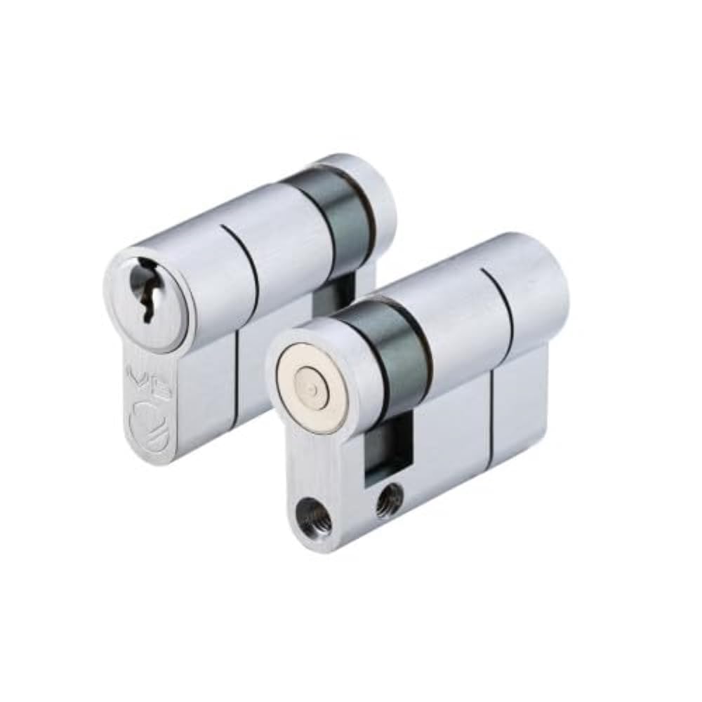 Ironmongery Solutions® V5 Single Euro Profile Cylinder Secure Door Lock Barrel Keyed One Side for Timber Composite Fixing Included (Keyed to Differ (E), Satin Chrome, 55mm)