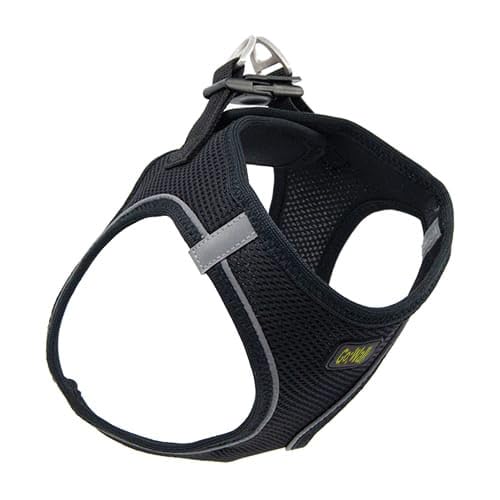 Happy Pet Dog Harness in Black with Easy Grab Handle and Locking Buckles Extra Strong Soft Padded Walking Training Pet Vest - XL