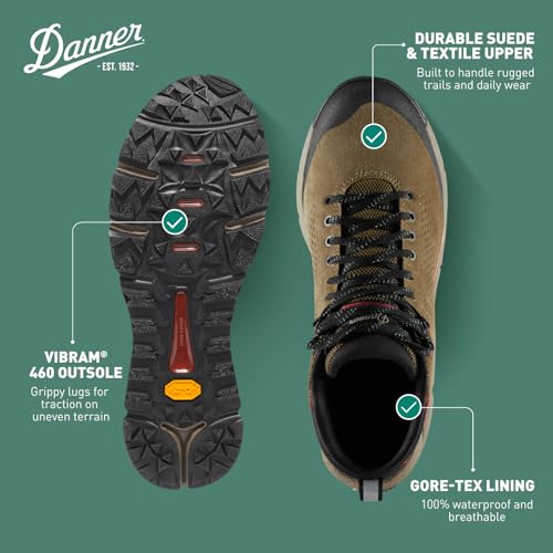Danner Trail 2650 Gore-Tex Mid 4" Waterproof Hiking Shoes for Men - Suede and Textile Upper with Comfort Footbed, EXO Heel System & Traction Outsole4