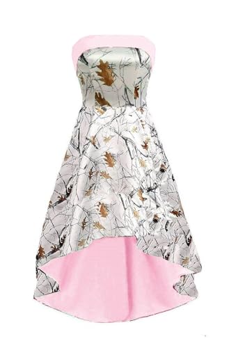 WDBFY High Low Camo Bridesmaid Dress for Wedding Camouflage Homecoming Dresses A-Line Formal Prom Dresses B-Pink+White Camo-4