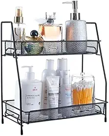 Organizador Banheiro 2 Andares Prime – Prateleira em Metal Preto para Cosméticos, Cozinha, Vasos e Utensílios – Compacto e Resistente