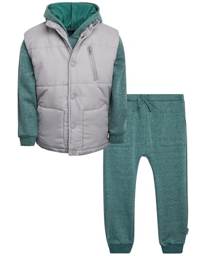Volcom Boy's Outerwear Set - 3 Piece Boys' Fashion Activewear Set Puffer Vest, Hoodie Sweatshirt and Jogger Pants (12M-7)