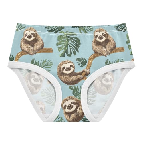 ZZKKO Sloth Tropical Leaf Girls Underwear Toddler Panties for Girls Comfort Brief Size 2-8T